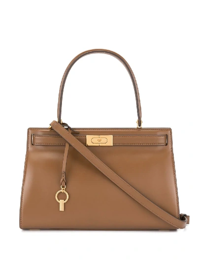 Shop Tory Burch Lee Radziwill Small Satchel Bag In Brown
