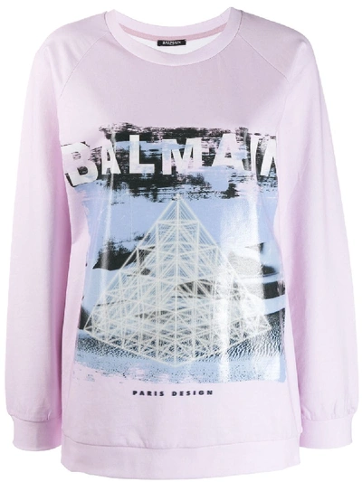 Shop Balmain Pyramid Print Sweatshirt - Pink