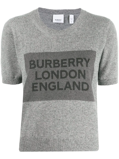 Shop Burberry Kaschmirtop Mit Logo In Grey