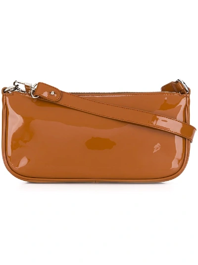 Shop By Far Patent Shoulder Bag In Brown