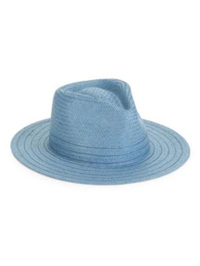 Shop Rag & Bone Women's Packable Straw Fedora In Blue