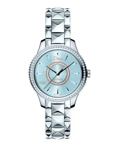 Shop Dior Viii Montaigne Diamond, Mother-of-pearl & Two-tone Stainless Steel Automatic Bracelet Watch In Silver