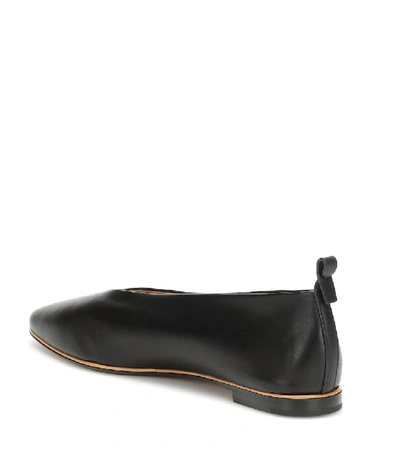 Shop Bottega Veneta Almond Leather Ballet Flats In Black