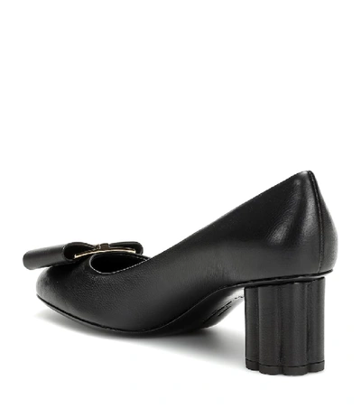 Shop Ferragamo Capua Leather Pumps In Black