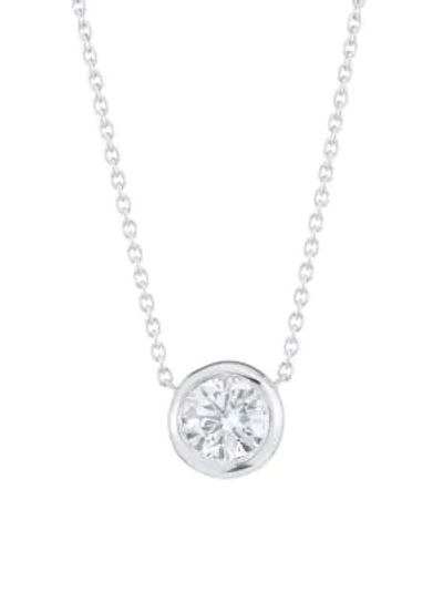 Shop Roberto Coin Diamond By The Inch 18k White Gold & Diamond Circle Pendant Necklace