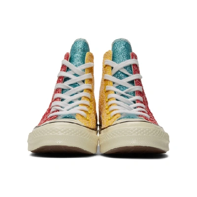 Shop Jw Anderson Red And Yellow Converse Edition Glitter Chuck 70 High Sneakers In Cherry/sulp
