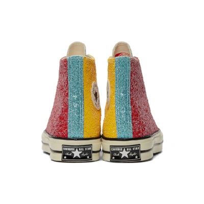 Shop Jw Anderson Red And Yellow Converse Edition Glitter Chuck 70 High Sneakers In Cherry/sulp