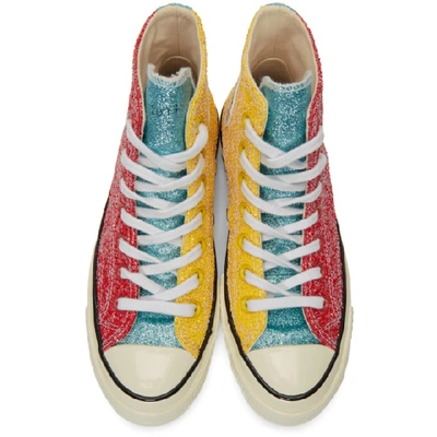 Shop Jw Anderson Red And Yellow Converse Edition Glitter Chuck 70 High Sneakers In Cherry/sulp