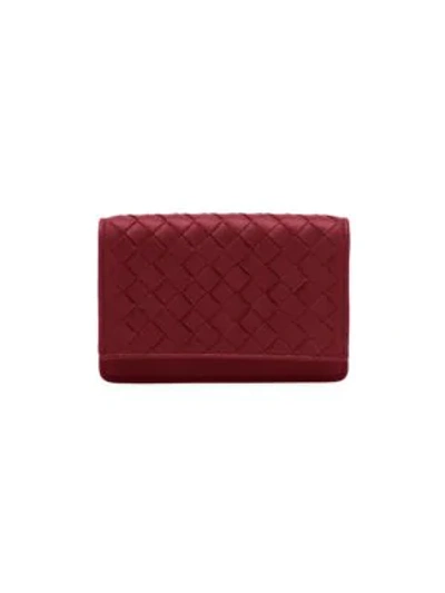 Shop Bottega Veneta Leather Card Case In Bordeaux