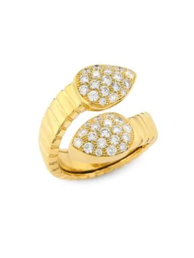 Shop Alberto Milani Via Brera 18k Yellow Gold & Pavé Diamond Bypass Pear Ring