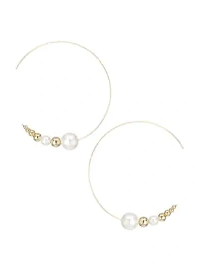 Shop Jules Smith 9mm White Pearl, 6mm White Pearl & 14k Goldplated Hoop Earrings