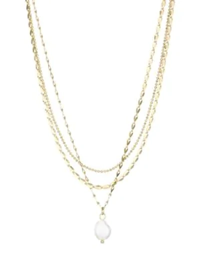 Shop Jules Smith Layered 14k Goldplated & 12mm Freshwater Pearl Pendant Necklace
