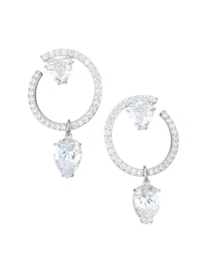 Shop Adriana Orsini Gia Rhodium-plated & Crystal Front-facing Pear Drop Hoop Earrings