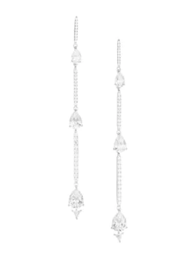 Shop Adriana Orsini Tivoli Rhodium-plated Silver & Cubic Zirconia Linear Earrings