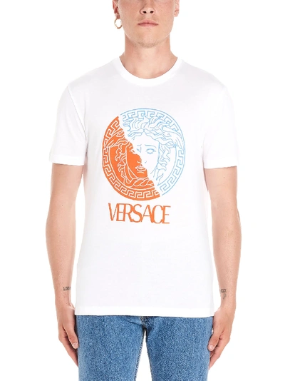 Shop Versace Medusa Bicolor T-shirt In White