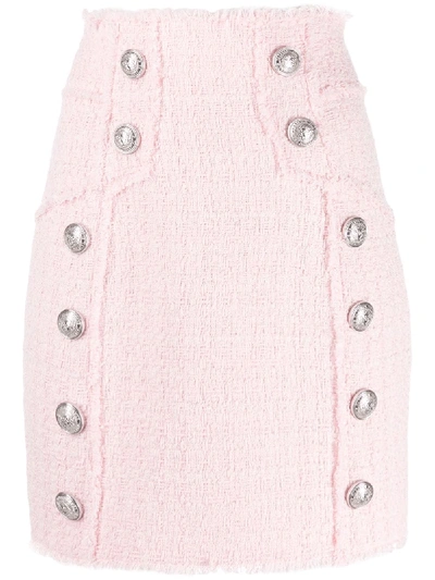 Shop Balmain Tweed Pencil Skirt - Pink