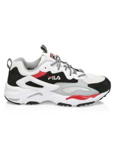 Shop Fila Ray Tracer Mixed-media Sneakers In White