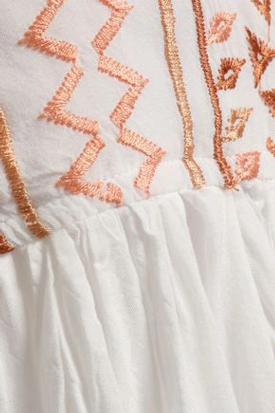 Shop Melissa Odabash Natalia Embroidered Cotton Mini Dress In Off-white