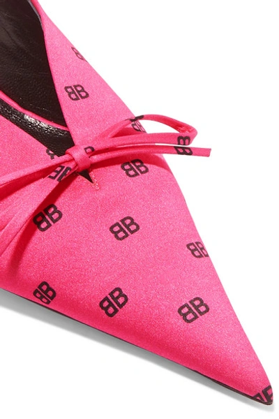 Shop Balenciaga Knife Logo-print Satin Mules In Pink