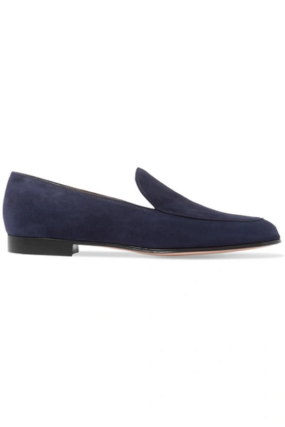 Shop Gianvito Rossi Marcel Suede Loafers In Navy