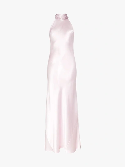 Shop Galvan Sienna Silk Dress In Pink Liliac