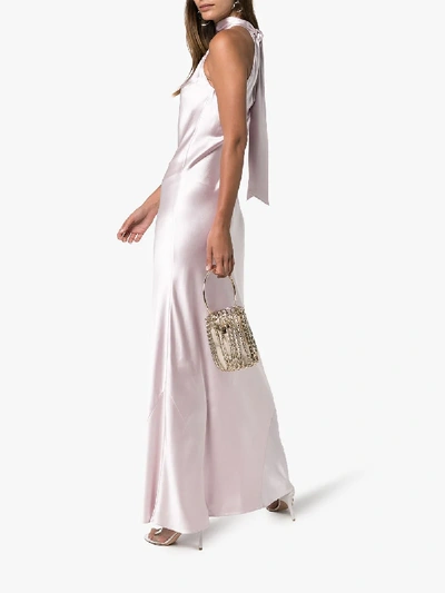 Shop Galvan Sienna Silk Dress In Pink Liliac