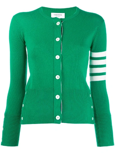 Shop Thom Browne Cashmere 4-bar Buttoned Cardigan In Green