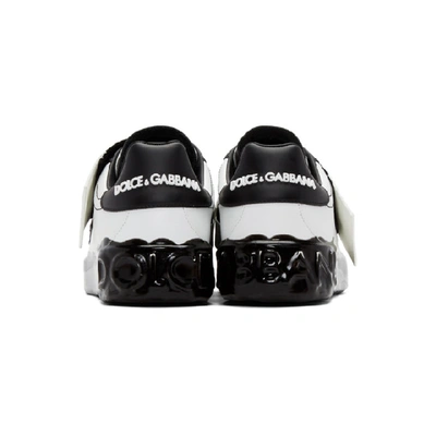 Shop Dolce & Gabbana Dolce And Gabbana White And Black Elastic Logo Sneakers