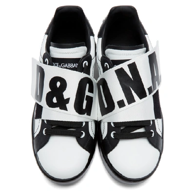 Shop Dolce & Gabbana Dolce And Gabbana White And Black Elastic Logo Sneakers