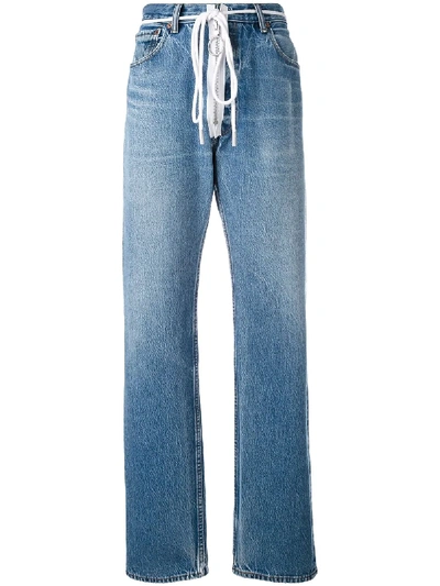 Shop Off-white Zip Detail Levi Jeans In Blue