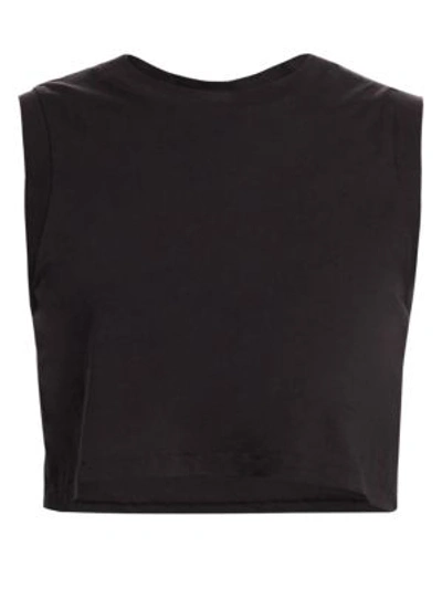 Shop Re/done The 70s Crop Muscle Tank Top In Black