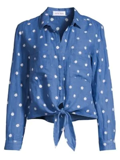 Shop Bella Dahl Tie-front Linen & Cotton Shirt In Breezy Blue