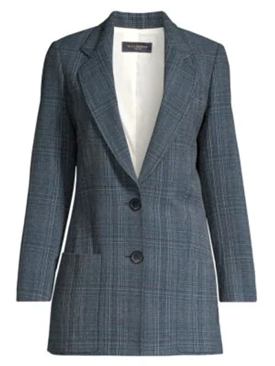 Shop Piazza Sempione Plaid Two-button Blazer In Dark Blue