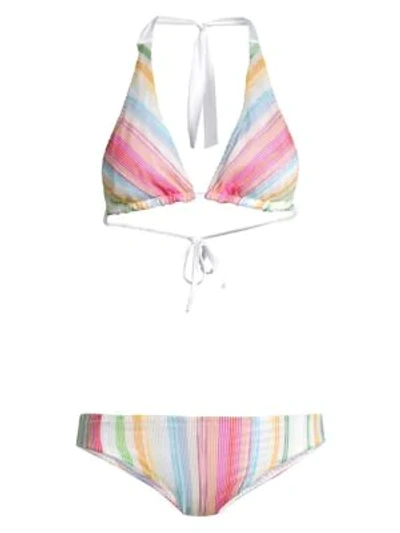 Shop Missoni Rainbow Stripe Triangle 2-piece Bikini Set In Rainbow Stripes