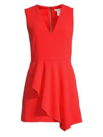 Shop Alice And Olivia Callie Sleeveless Asymmetric Overlay A-line Dress In Cherry