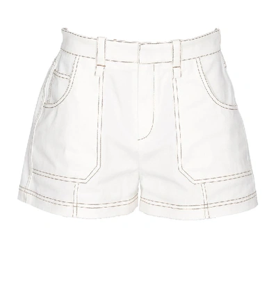 Shop Chloé Contrast Stitch Mini Shorts In White