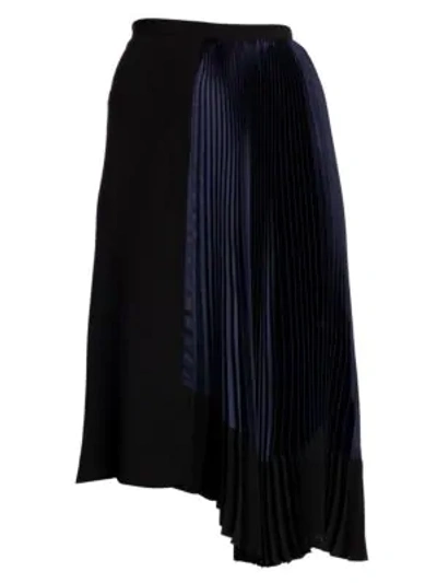 Shop Marni Women's Asymmetric Pleated Midi Skirt In Navy