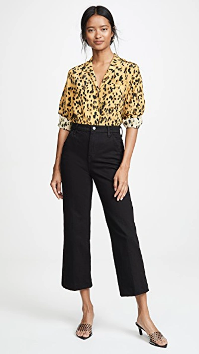 Shop J Brand Joan High Rise Cropped Trousers In Black