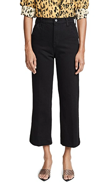 Shop J Brand Joan High Rise Cropped Trousers In Black