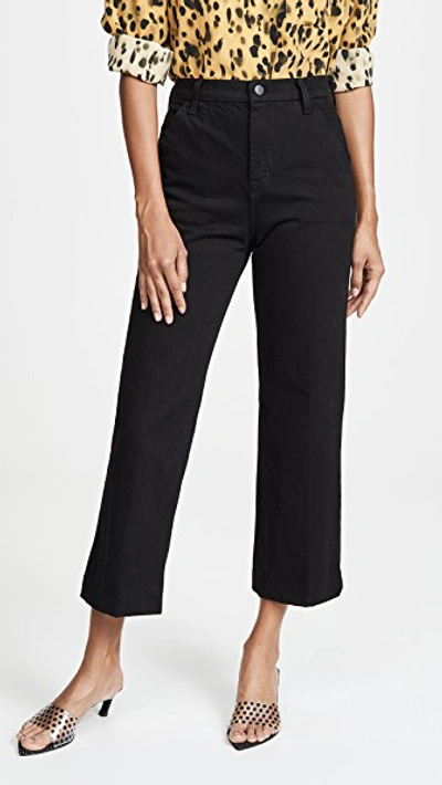 Shop J Brand Joan High Rise Cropped Trousers In Black
