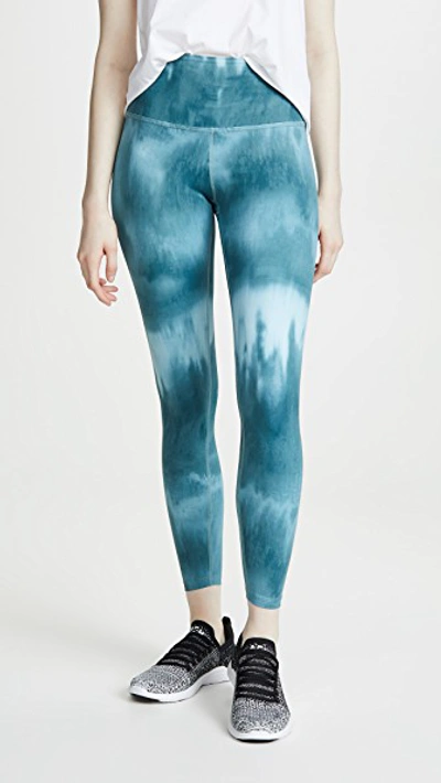 Shop Beyond Yoga Olympus High Waisted Midi Leggings In Washed Bali Blue