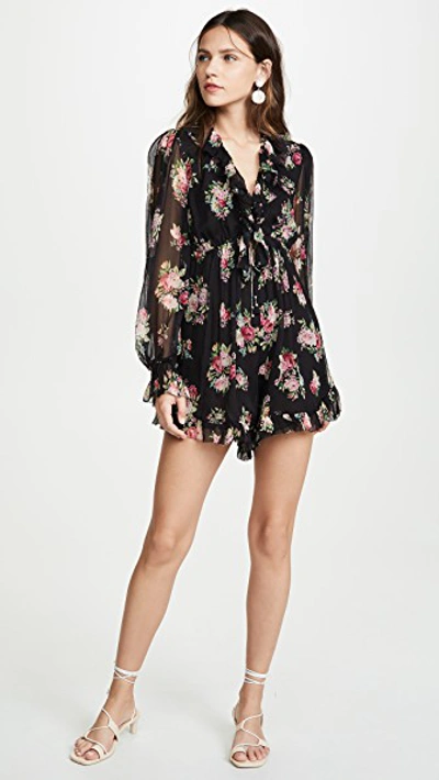 Shop Zimmermann Honour Floating Romper In Black Floral