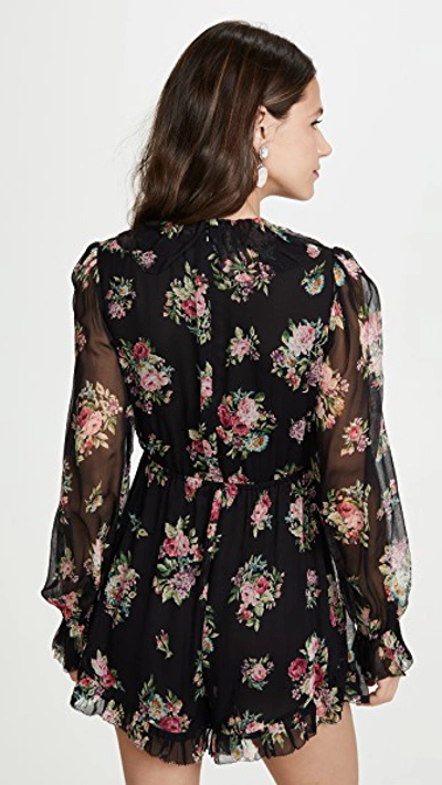 Shop Zimmermann Honour Floating Romper In Black Floral