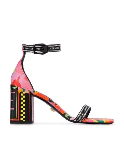 Shop Versace Floralmania Print Sandals In Multi