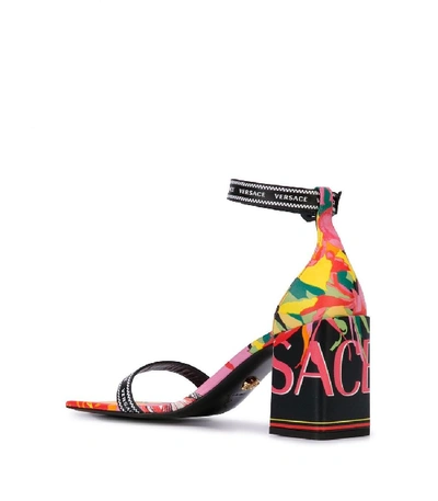 Shop Versace Floralmania Print Sandals In Multi