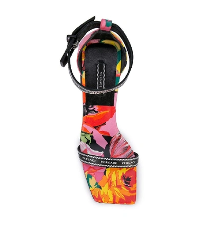 Shop Versace Floralmania Print Sandals In Multi