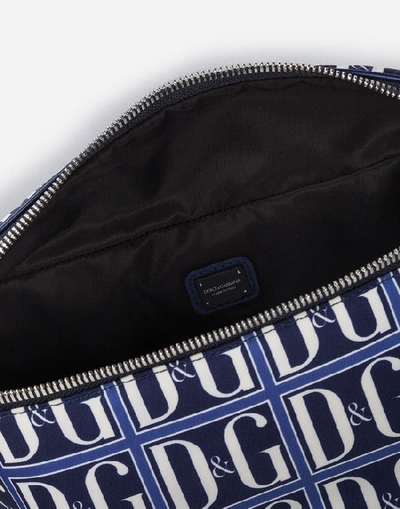 Shop Dolce & Gabbana Nylon Belt Bag With Dg Logo Print In Blue