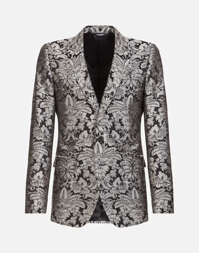 Shop Dolce & Gabbana Jacquard Martini Suit In Silver