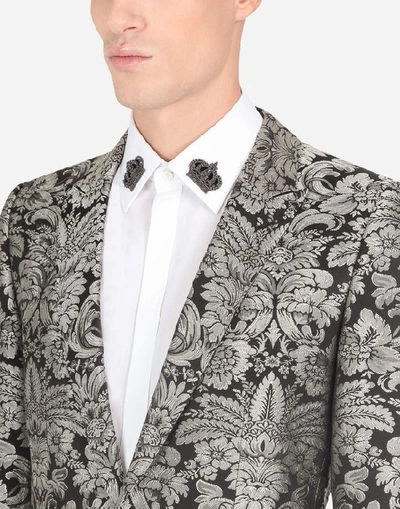 Shop Dolce & Gabbana Jacquard Martini Suit In Silver