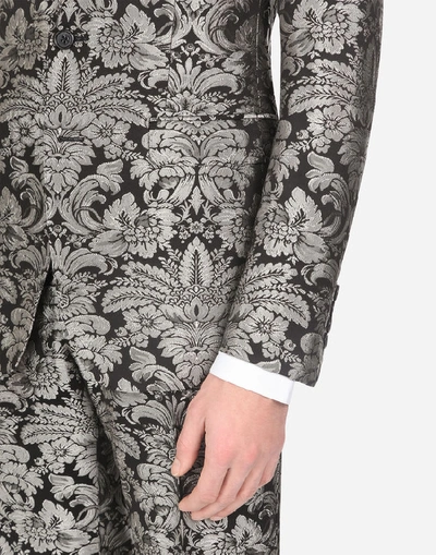 Shop Dolce & Gabbana Jacquard Martini Suit In Silver